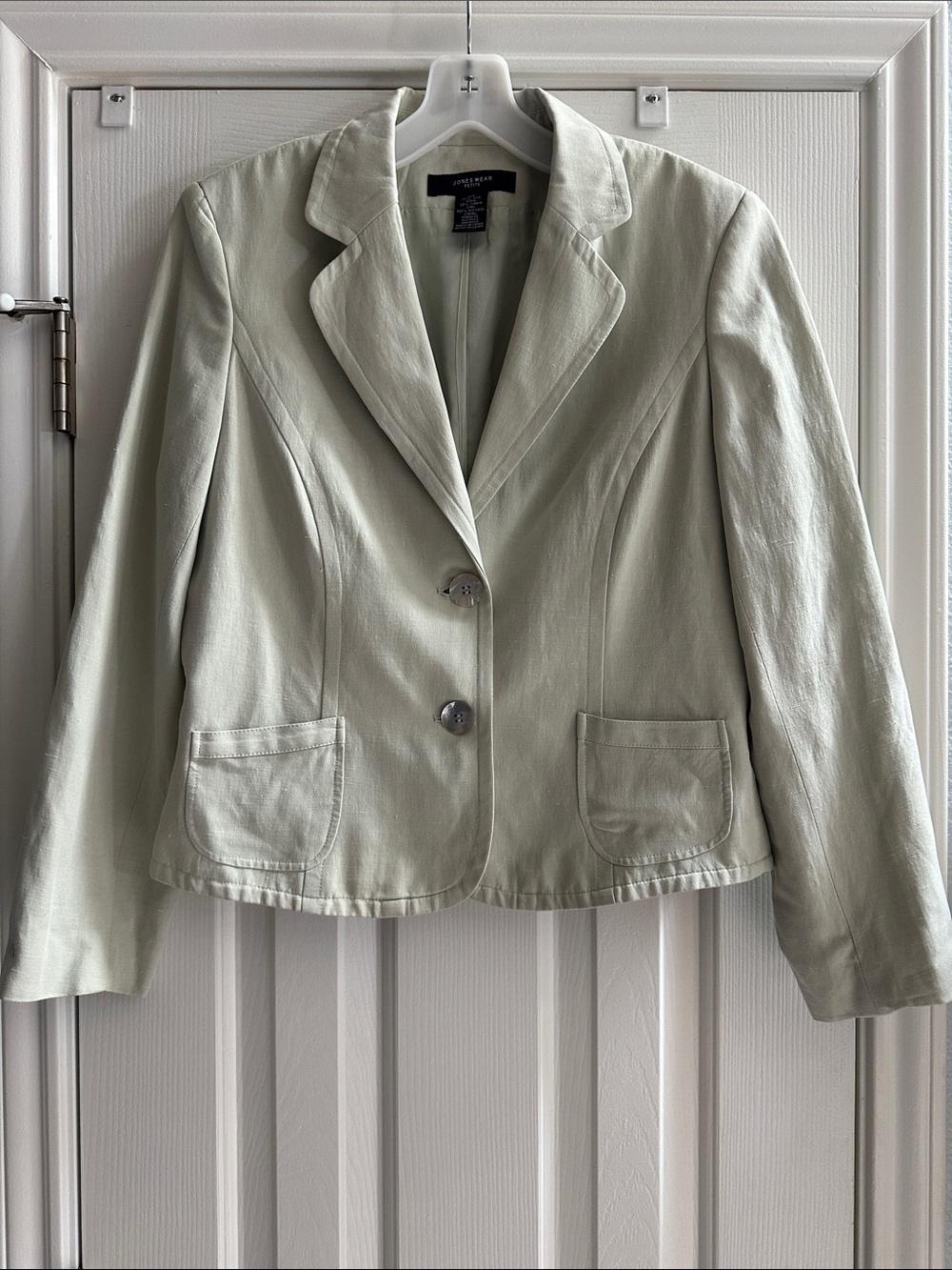 Vintage Jones Wear Mint Tailored Two-Button Blazer Linen Silk 12P Capsule